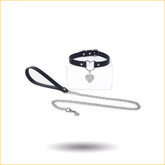 黑色皮质爱心吊坠k9外出牵引项圈