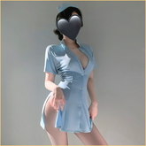 禁欲护士绑带收腰露胸制服