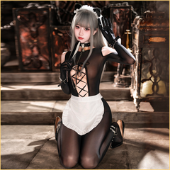 镂空系带调情开裆爽滑连体衣