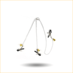 三头长铁链铃铛乳阴夹