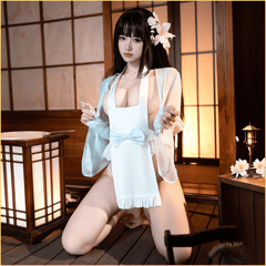 夜间小甜点露臀诱惑印花和服套装