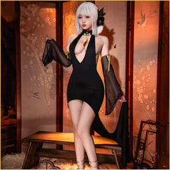 画中蛇魅骨深v露胸旗袍