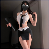 挖空露沟OL小秘套装