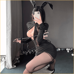 开襟露胸拉链露臀紧身裙