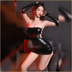 仿皮热辣包臀夜店御姐装