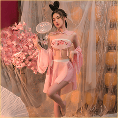 唐风仕女印花流苏套装