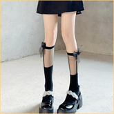 日系甜美拼接小腿袜