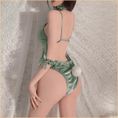 丝绒兔女郎胸垫连体衣