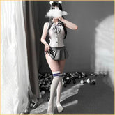 灰白学院风露背JK制服