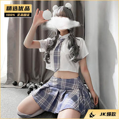 爆款蓝白网格JK制服