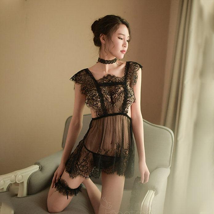 多伦多 蕾丝轻纱透视睡衣 | 霏慕情趣内衣 | 女式蕾丝透视 | 诱惑性感睡衣睡裙 | 套装 7778