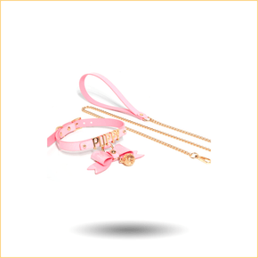 粉色蝴蝶结发光铃铛puppy项圈