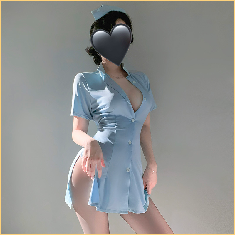 禁欲护士绑带收腰露胸制服