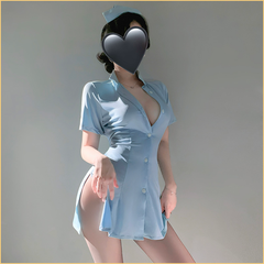 禁欲护士绑带收腰露胸制服