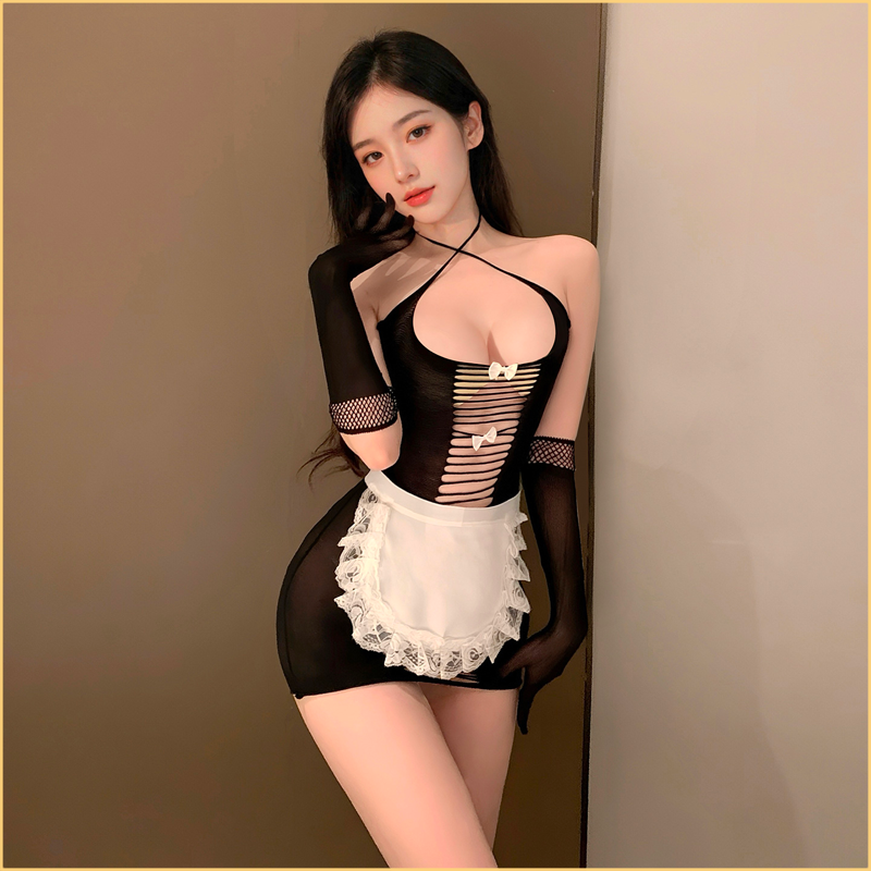 娇俏女仆可露胸网衣制服
