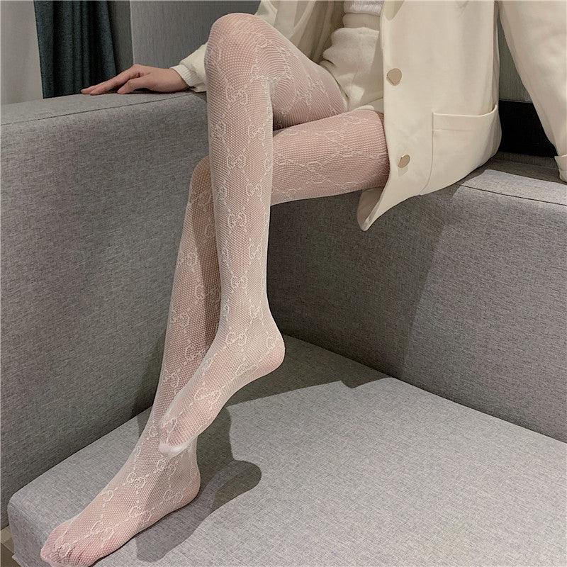 黑白GUCCI花纹网袜