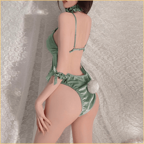 丝绒兔女郎胸垫连体衣