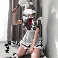 网纱透视女仆围裙套装